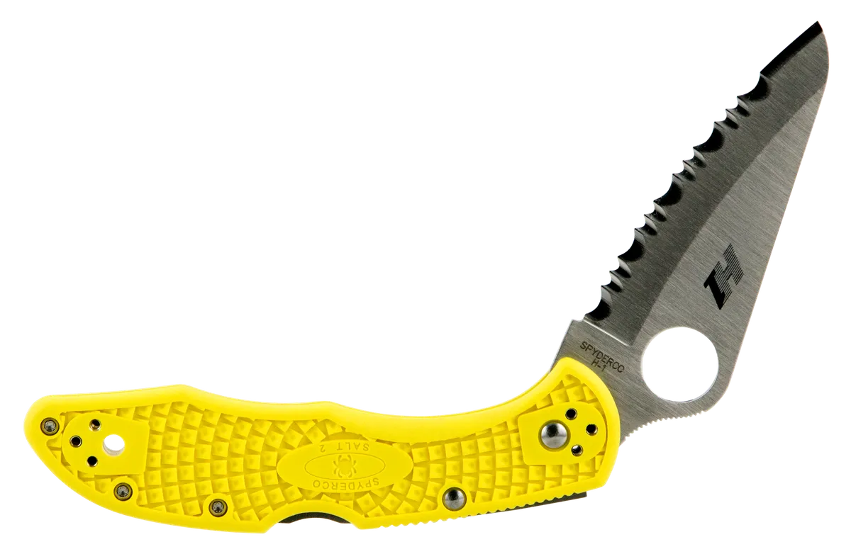 Salt 2 3" Clip Point Serrated Folding Knife - Yellow