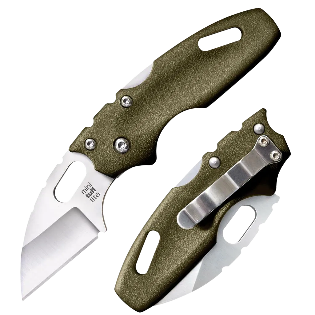 Tuff Lite Mini 2" Folding Sheepsfoot Plain Blade Knife - OD Green