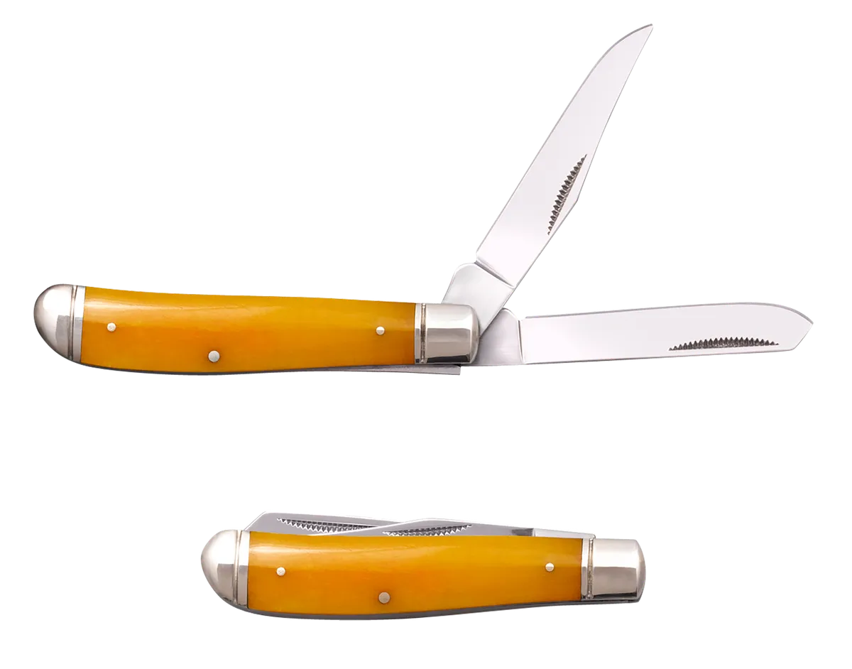 Trapper Mini 2.60"/2.70" Folding Clip/Spey Plain Blade Knife - Yellow