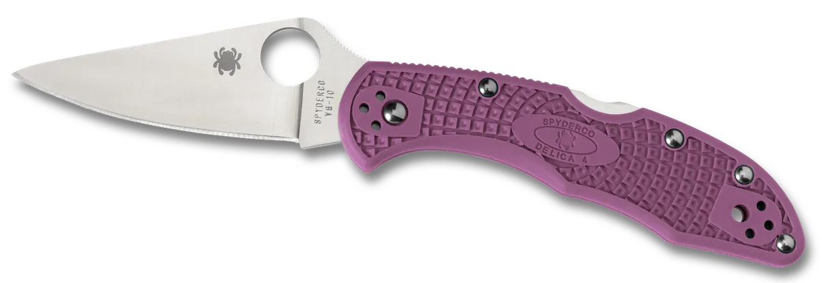 Delica 4 Lightweight 2.88" Drop Point Plain Blade Folding Knife - Purple