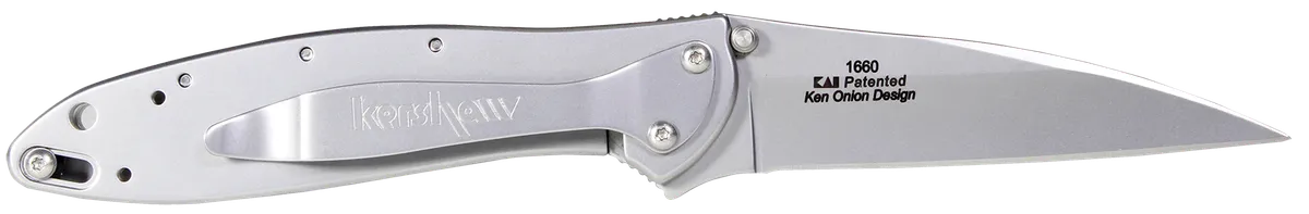 Leek 3" Folding Drop Point Plain Blade Knife - Bead Blasted Steel