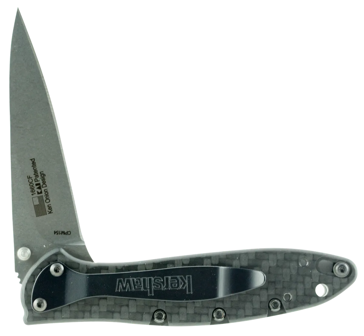 Leek 3" Folding Drop Point Plain Blade Knife - Carbon Fiber