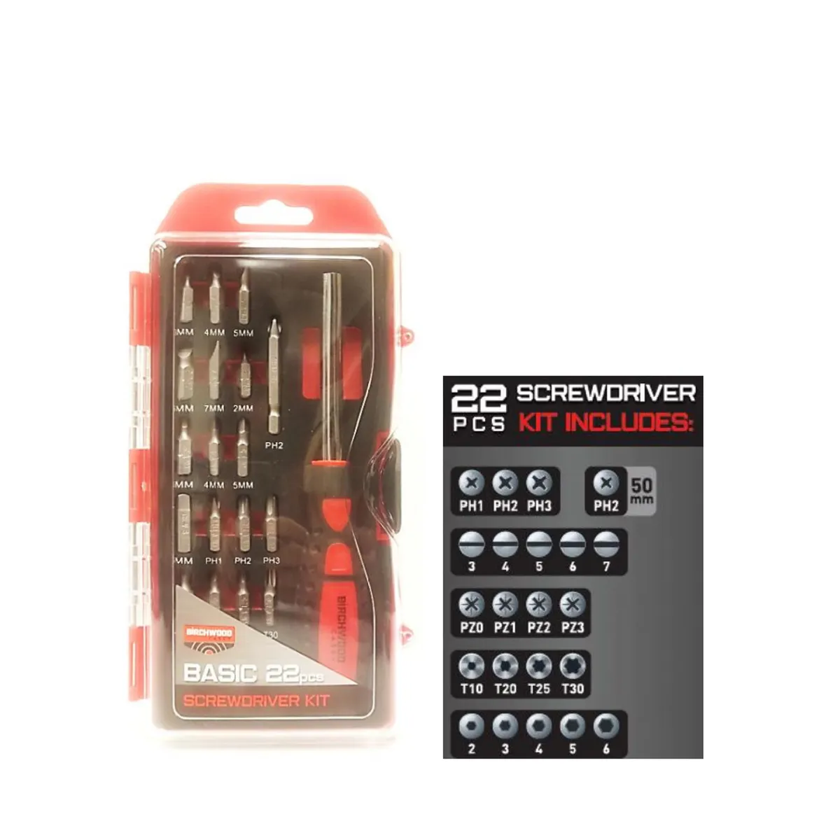 Basic 22-Piece Screwdriver Kit - Red/Black