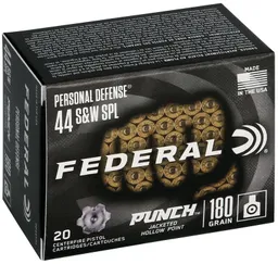 Premium Personal Defense Jacketed Hollow Point 180 gr 44 Special Handgun Ammo - 20 Round Box