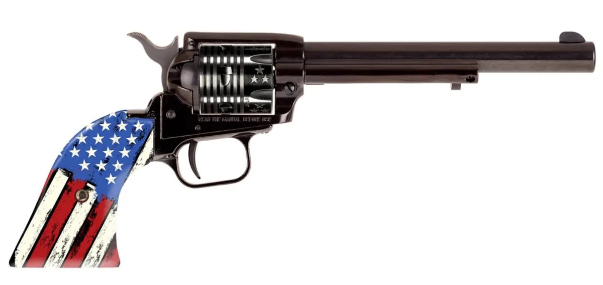 Rough Rider Small Bore 6.50" 6 Round 22 Long Rifle Revolver - Black/US Flag Engraved