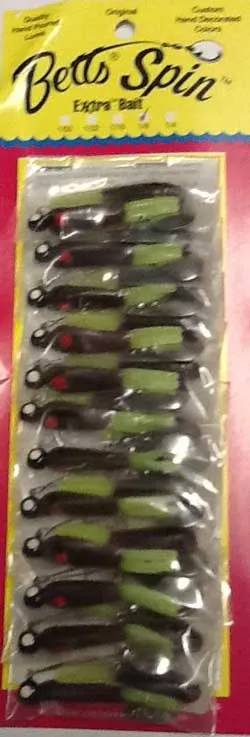 Spin 1/32 Ounce Split Tail Lure - 12 Pack - Pumpkin/Chartreuse