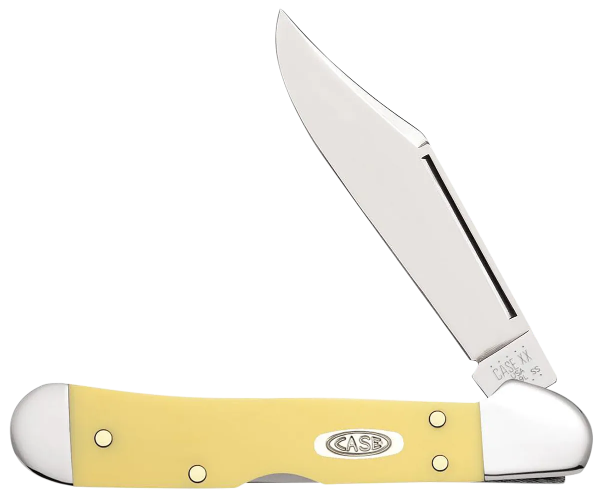 CopperLock  Mini 2.72" Clip Point Plain Folding Knife - Yellow