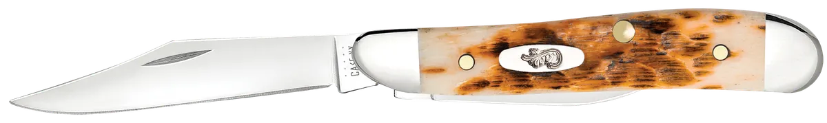 Peanut  2.10"/1.53" Clip Point/Pen Plain Folding Knife - Amber