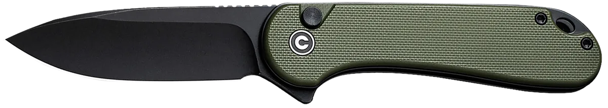 Elementum II  EDC 2.96" Folding Drop Point Plain Knife - OD Green Textured G10 Handle