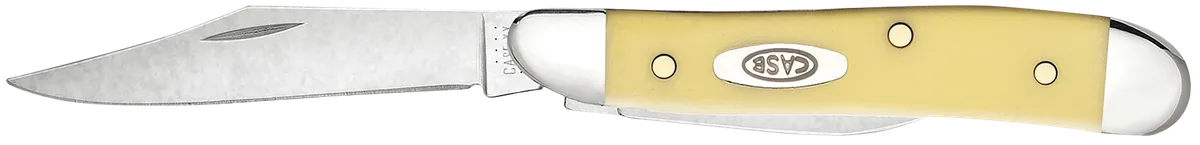 Peanut  2.10"/1.53" Clip Point/Pen Plain Folding Knife - Yellow