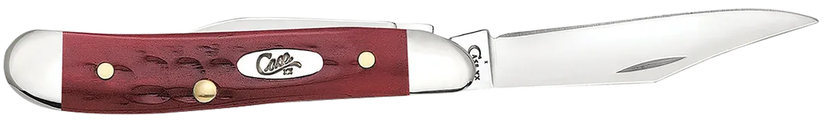Peanut  2.10"/1.53" Clip Point/Pen Plain Folding Knife - Red Bone