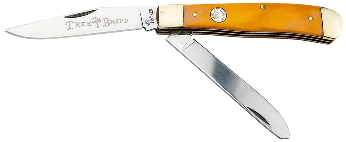Trapper Traditional Clip Point/Spey Plain Folding Knife - Smooth Yellow Bone