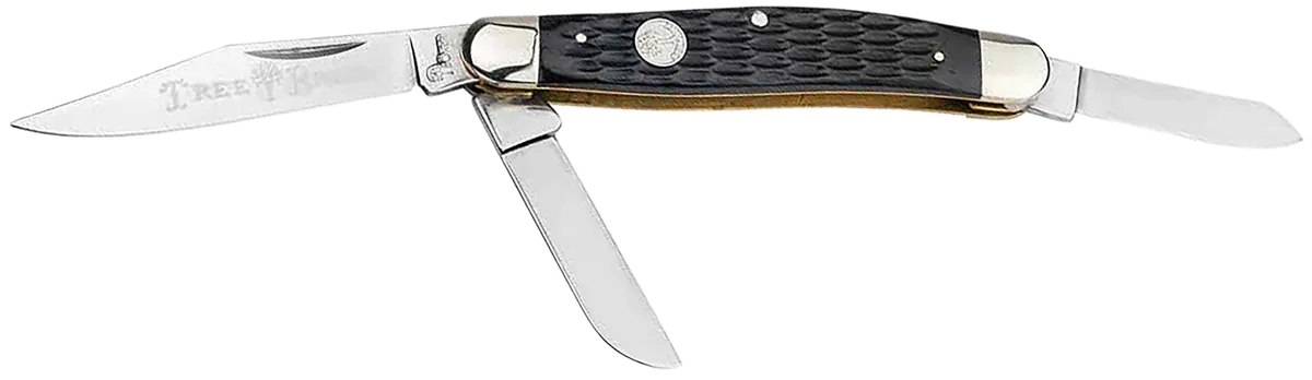 Stockman Traditional Large Clip Point/Sheepsfoot/Spey Folding Knife - Black