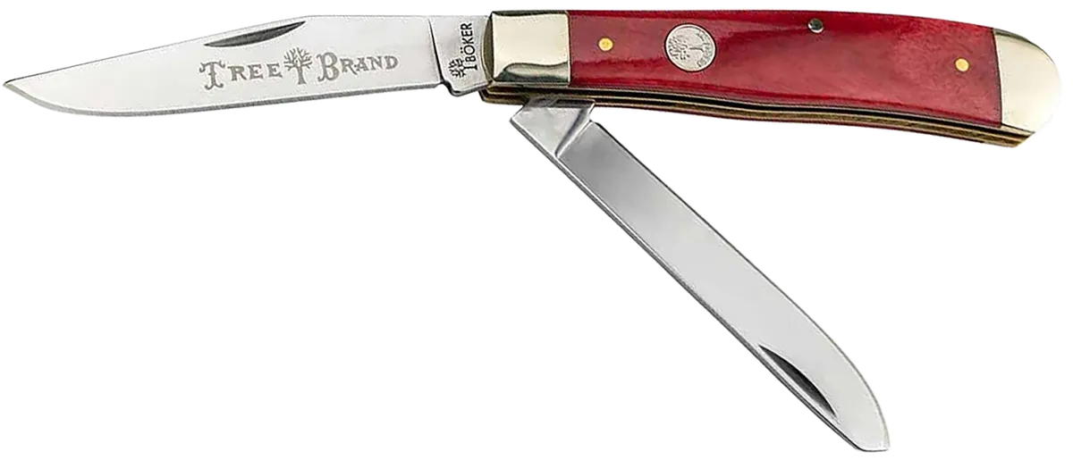 Trapper Plain D2 Steel Folding Knife - Smooth Red Bone