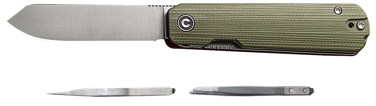 Sendy 2.83" Folding Spey Point Plain Knife - Green Textured G10 Handle