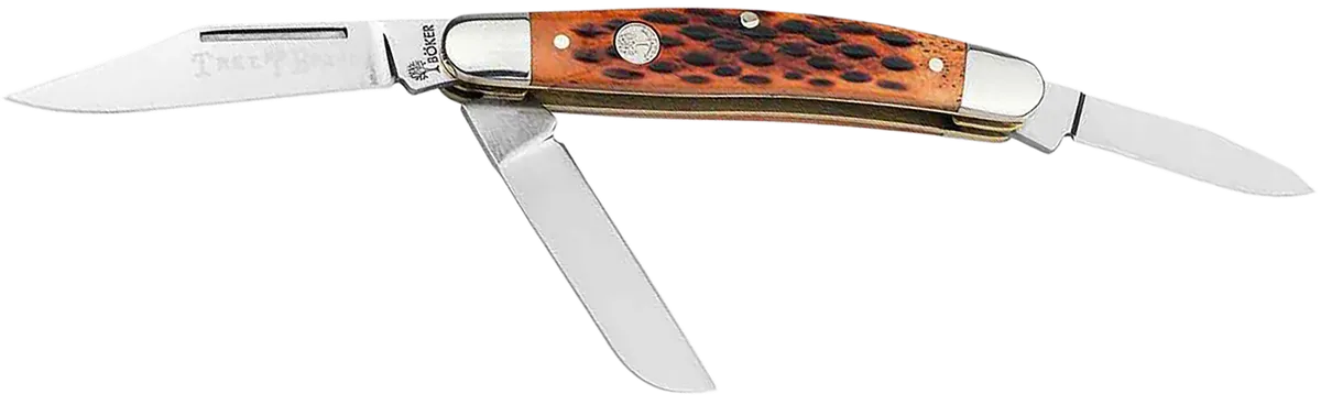 Stockman Traditional Medium Clip Point/Sheepsfoot/Spey Folding Knife - Brown