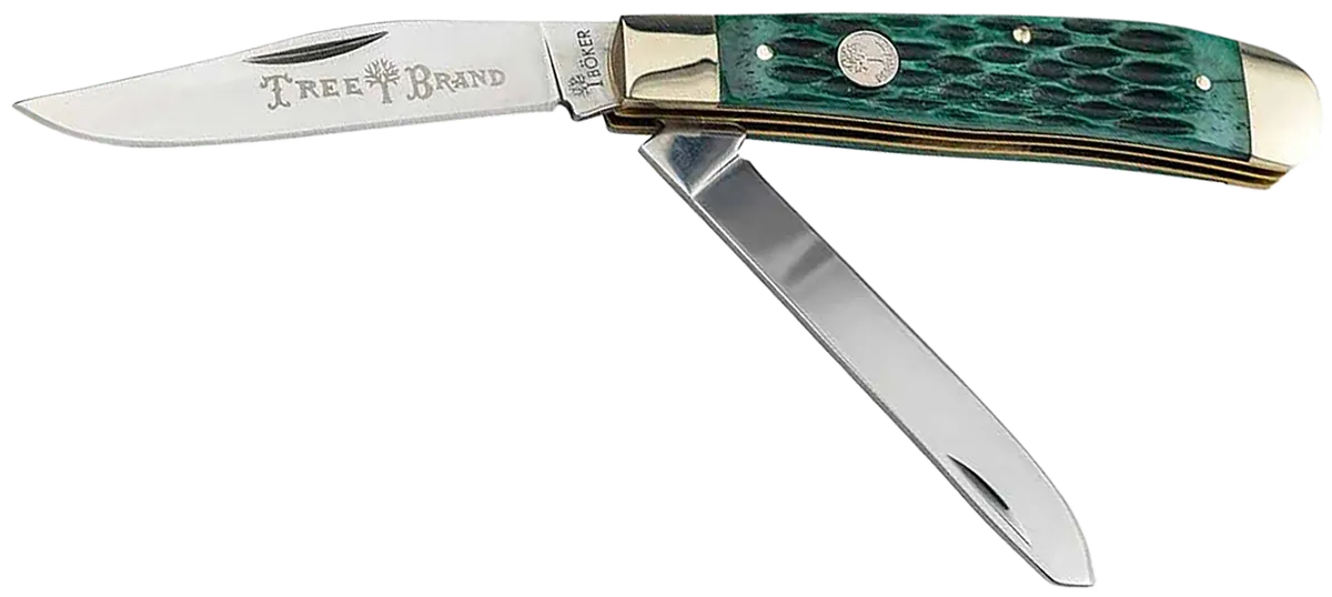 Trapper 2.0 Clip Point/Spey Plain Folding Knife - Green