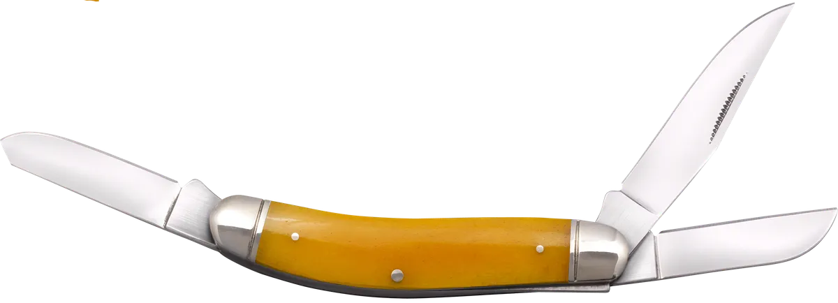 Gentleman's Stockman 2"/2.10"/2.50" 3 Blade Folding Knife - Yellow