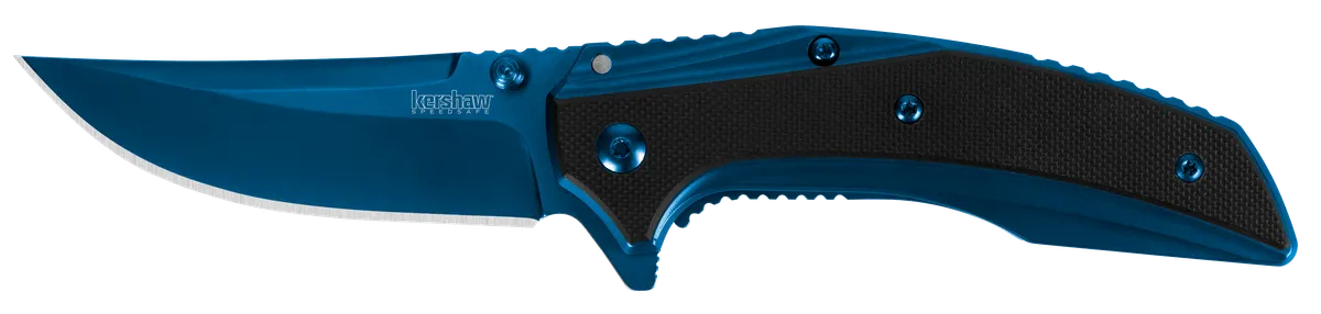 Outright 3" Folding Trailing Point Plain Blade Knife - Blue