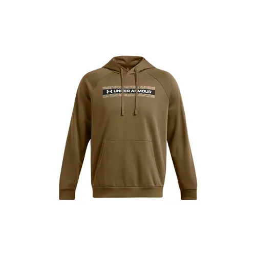Coyote - Men's UA Rival Fleece Camo Chest Stripe Hoodie