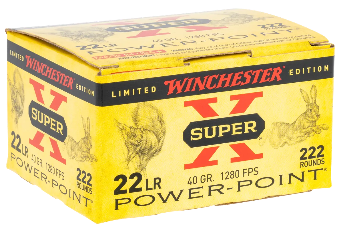 Super X Hollow Point 40 gr 22 Long Rifle Rimfire Ammo - 222 Round Box