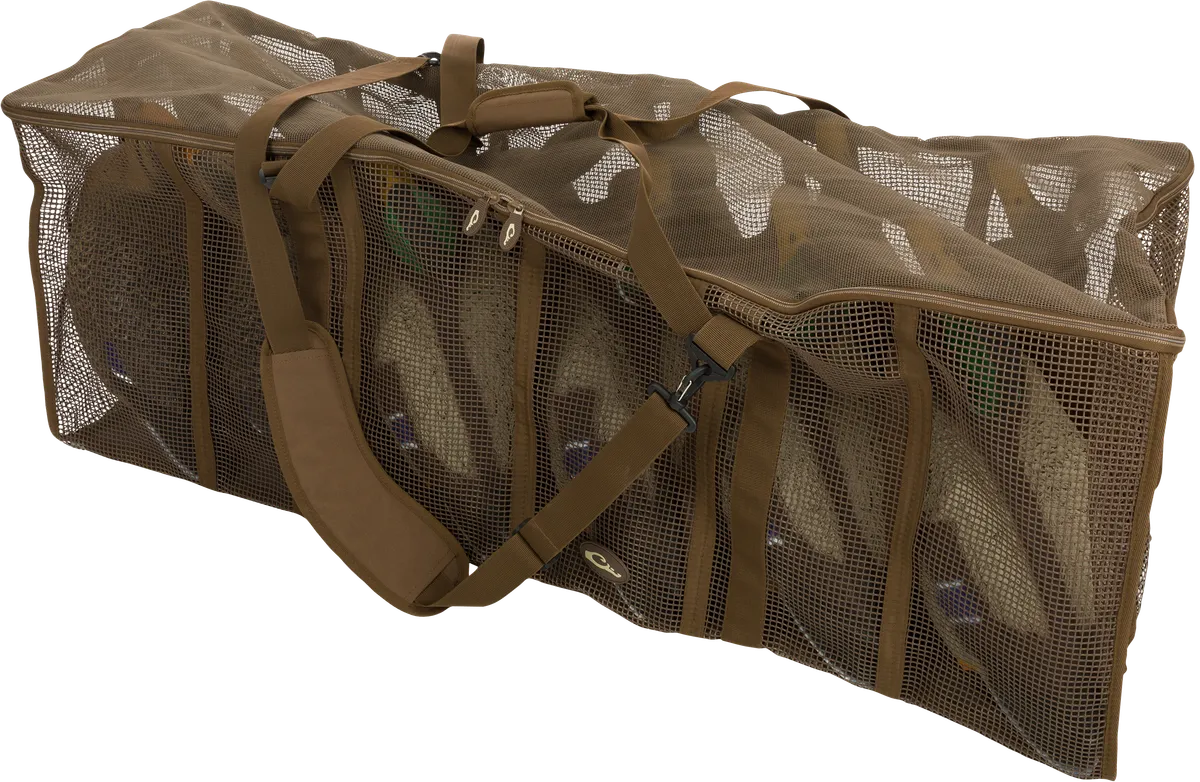 Drake Waterfowl Floater 12 Slot Decoy Bag Floater 12 Slot Duck Brown Vinyl-Coated Mesh