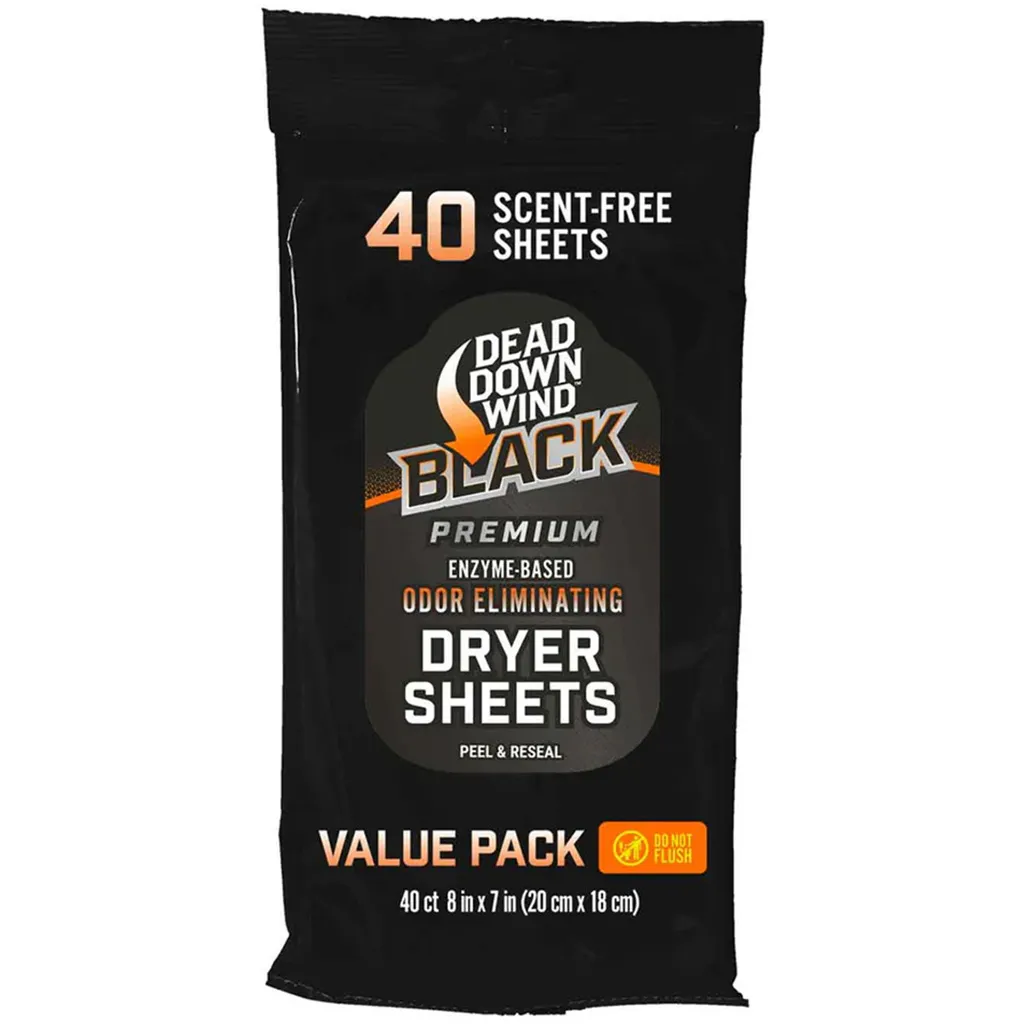 Dead Down Wind BLACK Premium Dryer Sheets - 40 Pack
